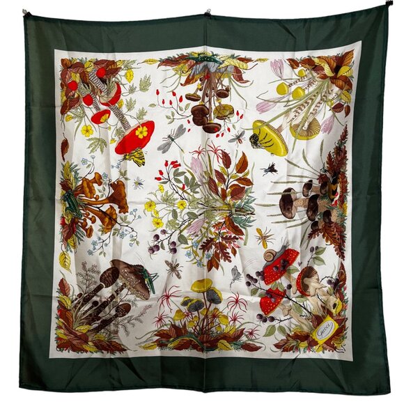 Gucci Green Flora Silk Scarf Designed By Vittorio Accornero - Picture 1 of 6